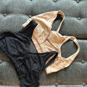 Two Motherhood maternity nursing bras. Size XL. One black one beige.